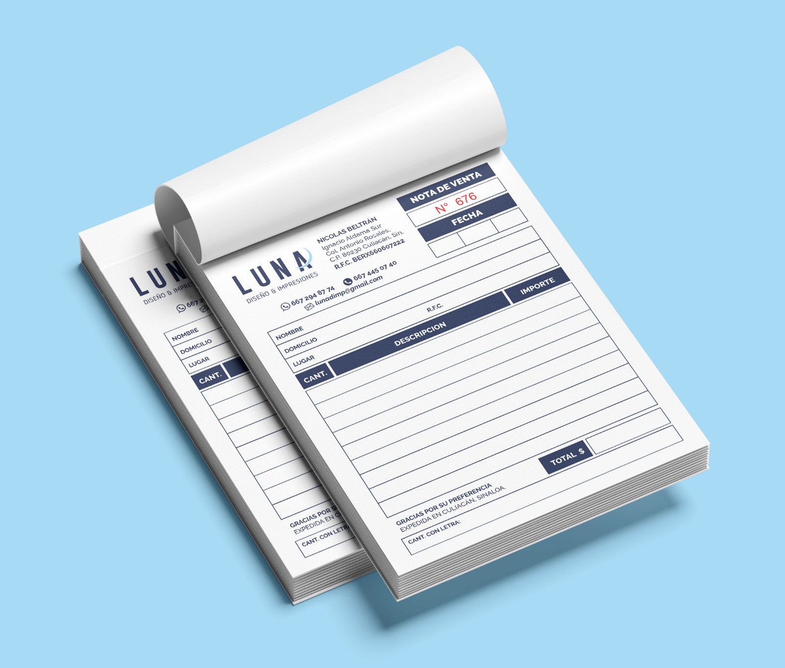 Notas de venta impresas
